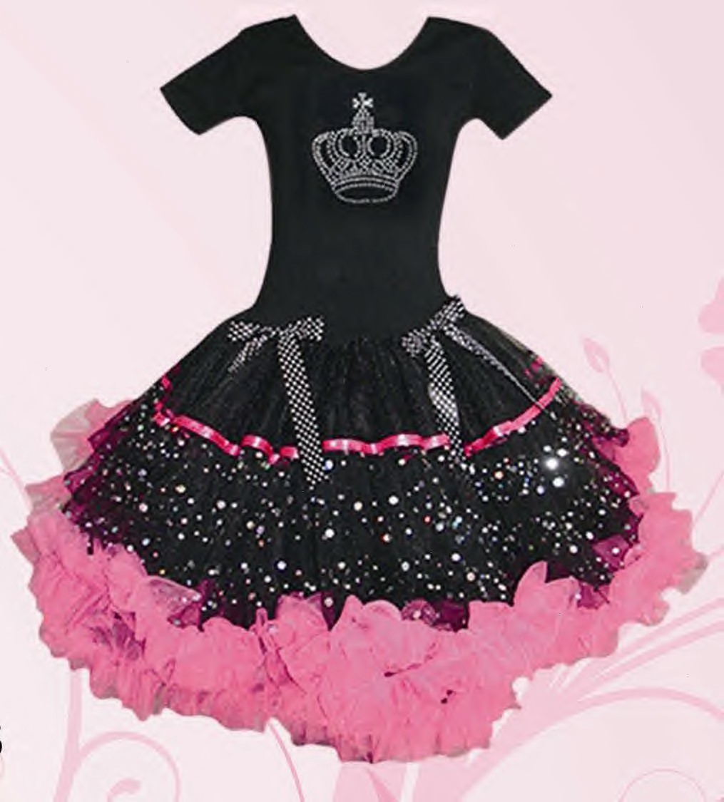 Black and Pink Crown Sparkle Pettidress